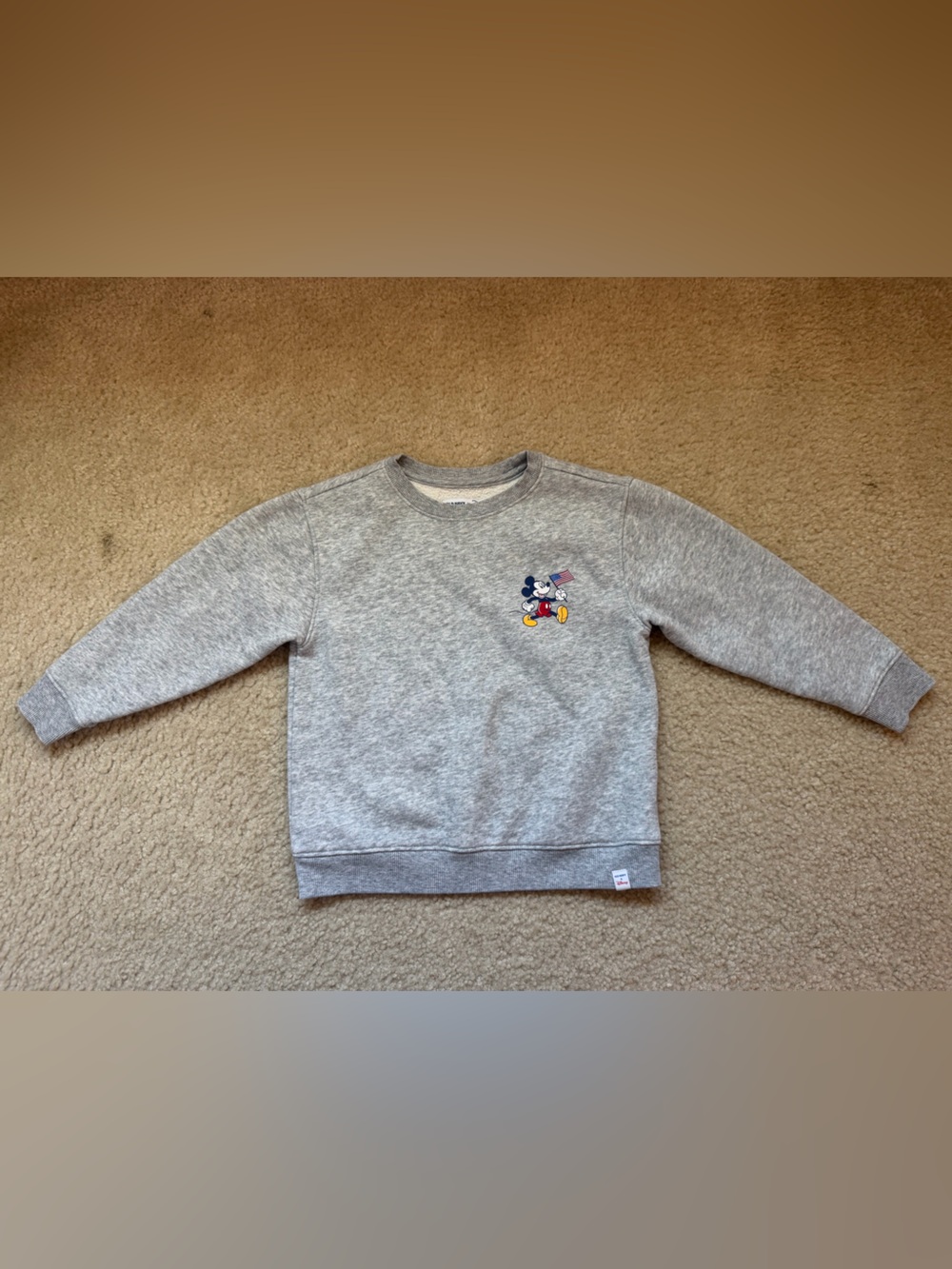 Old Navy Mickey Mouse Flag 4th of July Grey Sweatshirt 4T